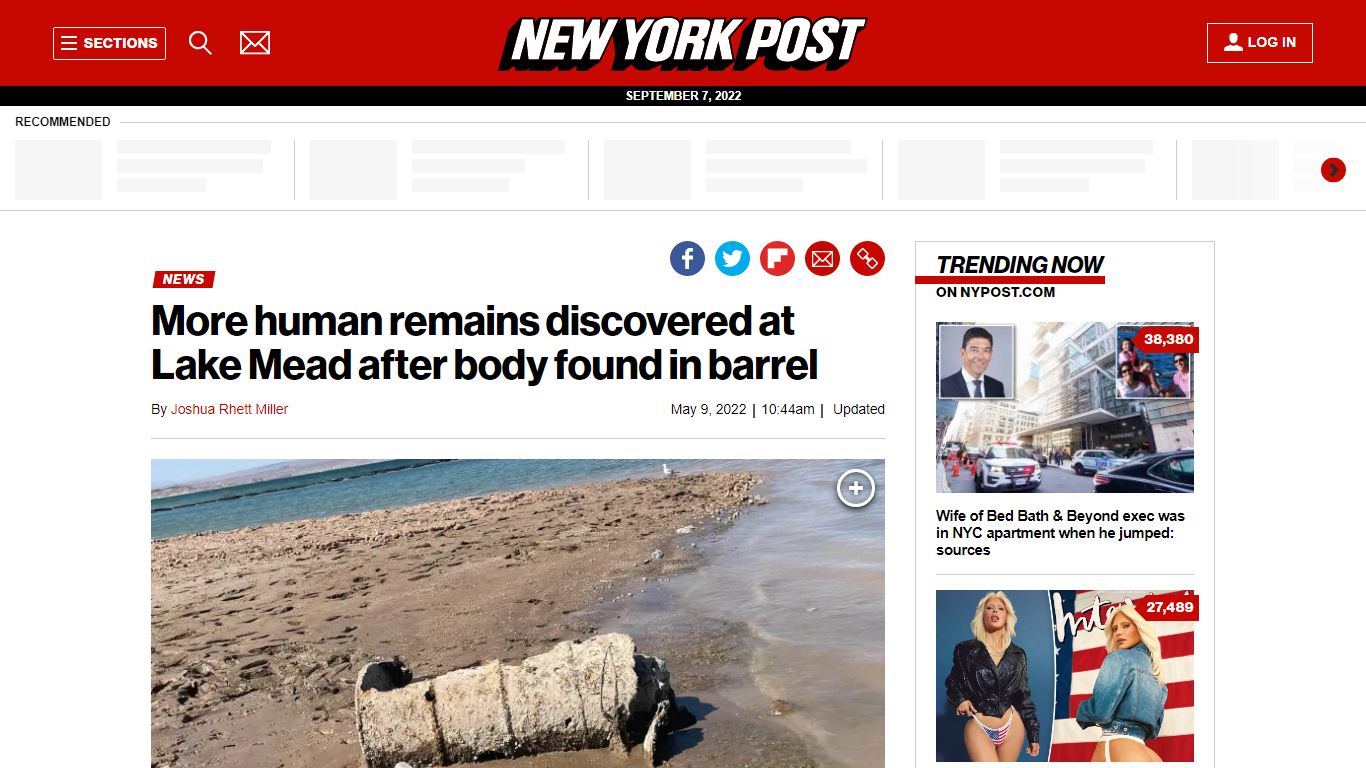More remains found at Lake Mead after body discovered in barrel